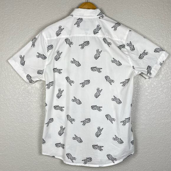 Jackson Short Sleeve Button Up Mens Sz Large 100% Cotton Novelty Print Cheetah - Picture 2 of 8